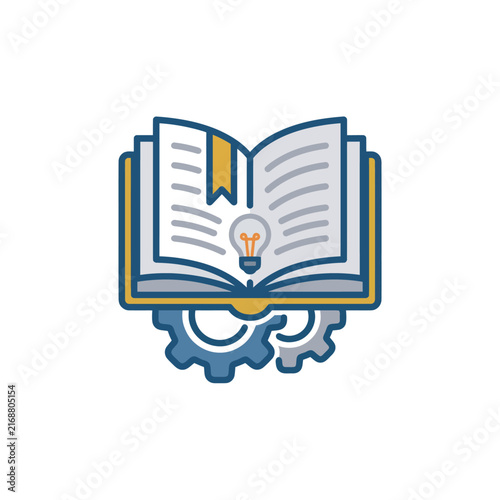 Open Book with Lightbulb and Gears - Symbol of Knowledge, Innovation, and Learning