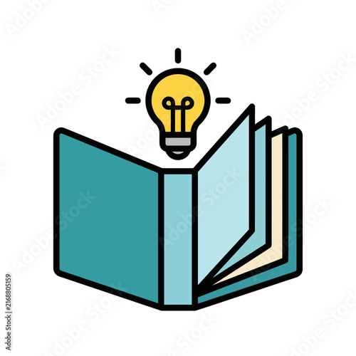 Open Book with Light Bulb Idea Symbol Above - Knowledge and Innovation Concept