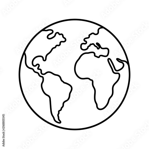 Earth globe world map circle icon for global geography and travel study.