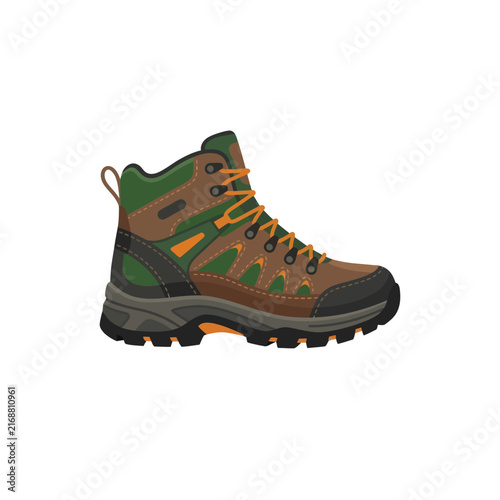 Trekking Boot, Hiking Shoe, Outdoor Footwear, Adventure Gear, Brown Green