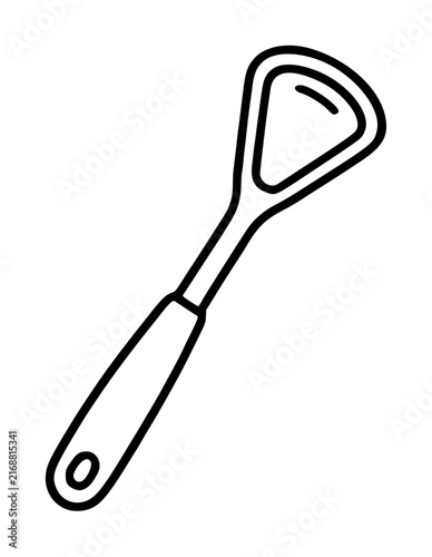 Minimalist Tongue Scraper Vector Icon for Oral Hygiene and Dental Care, Simple Black Line Art Illustration of a Tongue Cleaner Tool for Fresh Breath and Daily Mouth Health Maintenance.