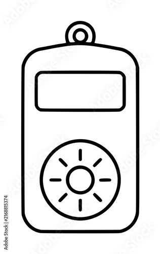 Foto Minimalist black and white line art vector icon of a handheld electronic device with a rectangular screen and circular dial interface, perfect for technology and security concepts, clean illustration