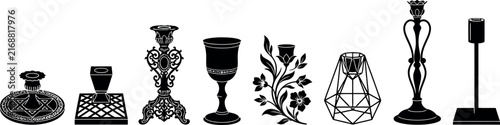 Bild auf Leinwand A varied compilation of black and white award statuettes symbolizing success ach