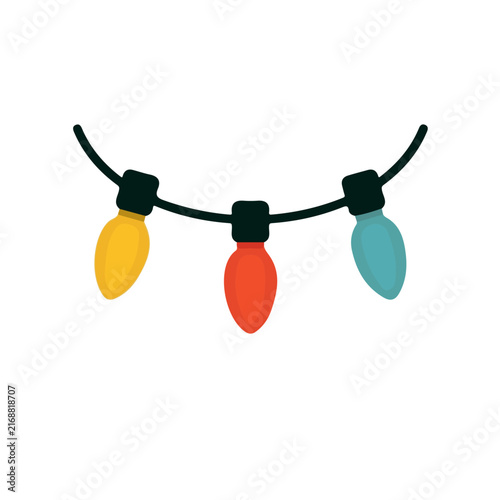 Christmas Lights, modern flat 2D illustration with clean simple shapes, isolated on a white background.