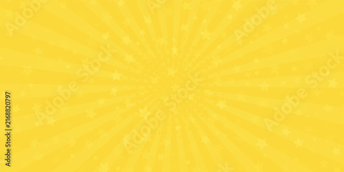 Yellow abstract background with light of sunburst. yellow starburst with halftone. sun ray retro background with flash