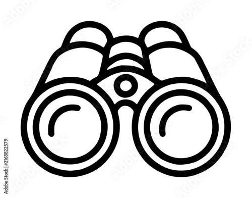 Canvas Print Sleek black and white vector icon illustration of binoculars, capturing the essence of exploration, scouting, and bird watching, ideal for travel websites, outdoor adventure logos, and vision