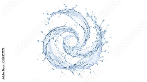 Dynamic swirling water splash vortex shape isolated on transparent background