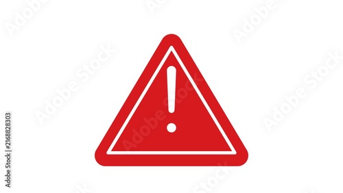 Red triangle warning sign icon with an exclamation mark center for safety and alert information