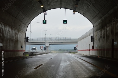 exit or entrance to a tunnel
