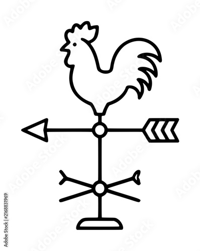фотографія Hand-drawn rooster weather vane vector icon illustration featuring directional a