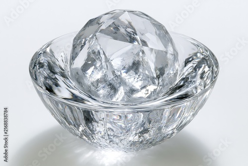 Clear Crystal Bowl with Sparkling Diamond Center