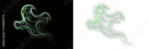 Green smoke ghost shape isolated on transparent background