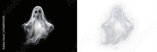 Ethereal ghost spirit made of smoke isolated on transparent background
