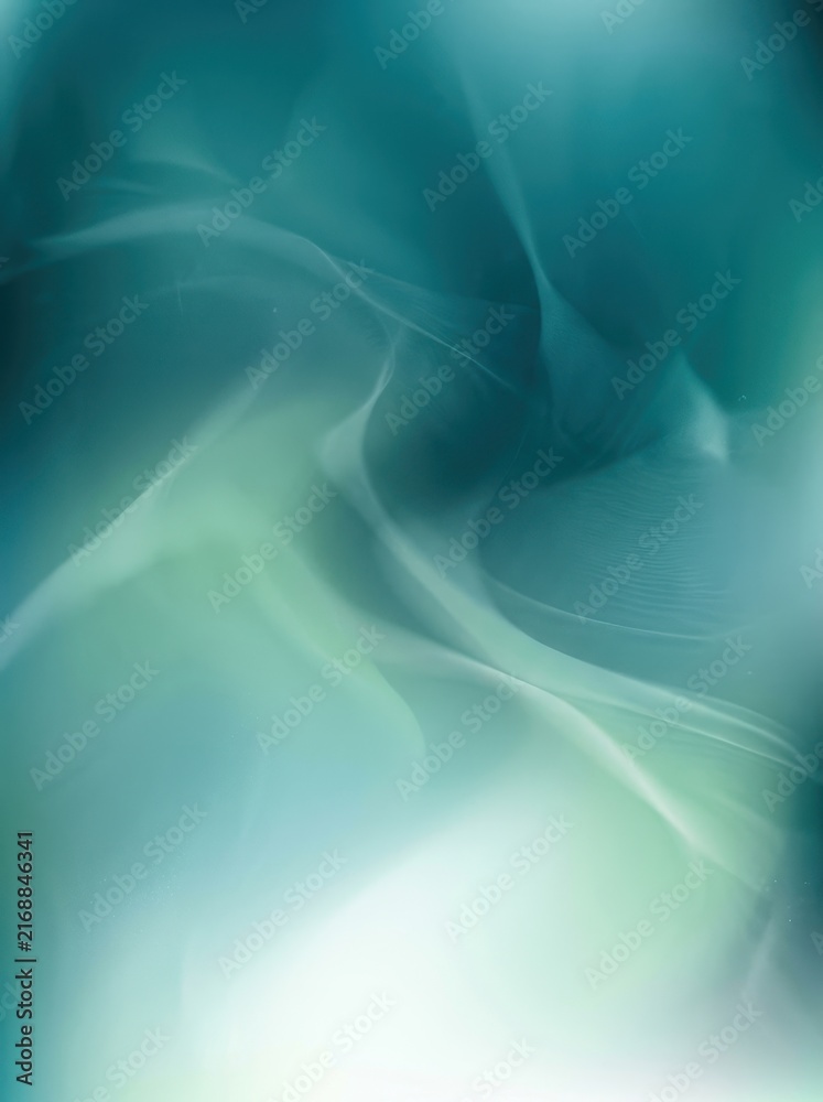 Fototapeta premium Abstract Teal and Green Fluid Waves Background with Ethereal Smoky Textures for Creative Design Projects