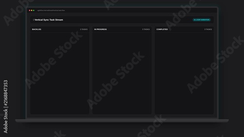 Agile Kanban Vertical Column Scroll Laptop Warning Sign 4K Animation | Seamless Loop