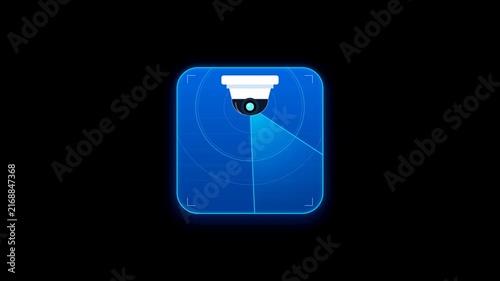 Cctv Monitoring Laser Sweep Badge Warning Sign 4K Animation | Seamless Loop