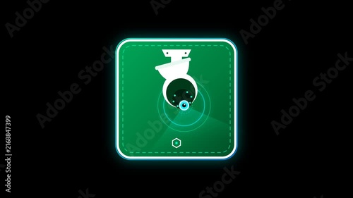 Cctv Security Camera Pulse Green Warning Sign 4K Animation | Seamless Loop