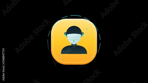 Soft Orange Badge Mask Elastic Fit Warning Sign 4K Animation | Seamless Loop