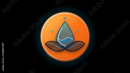 Water Conservation Hand Drop Trim Draw Warning Sign 4K Animation | Seamless Loop