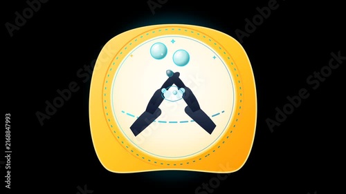Wash Hands Foam Bubbles Advisory Pulse Warning Sign 4K Animation | Seamless Loop