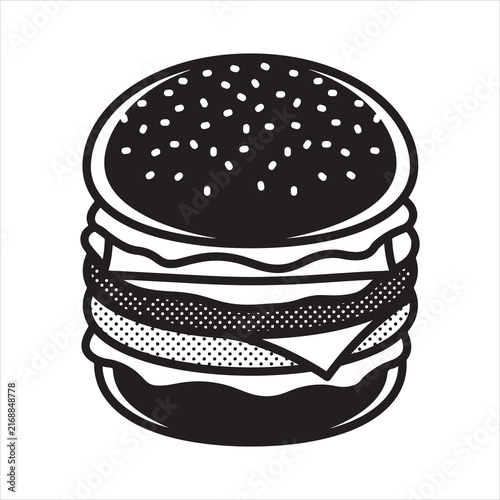 Egg muffin and breakfast burger icon silhouette flat vector illustration
