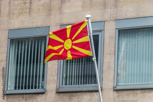 Obraz na płótnie National flag of the Republic of North Macedonia.