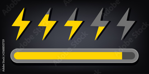 Energy Bar Indicator. UI design element for video game. Vector illustration