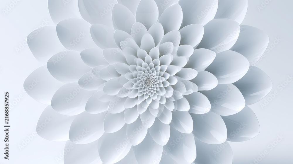 Obraz premium Minimal white geometric bloom in a 3D render – elegant backdrop for tech and luxury branding
