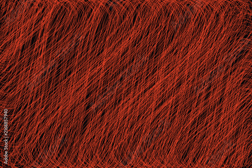 Abstract red scribble texture on black background, hand drawn messy line art vector, dark expressive hatch pattern for grunge design