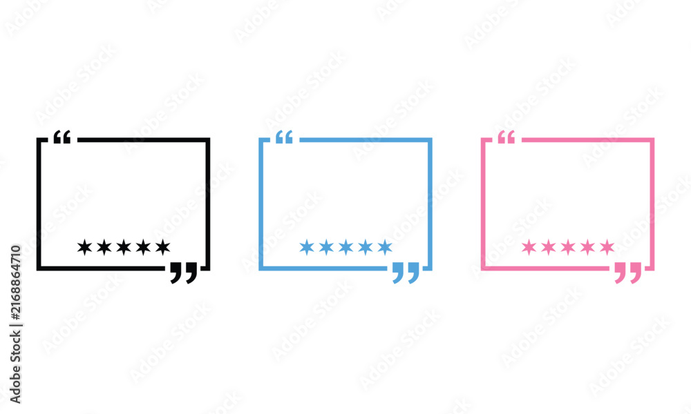 Naklejka premium Set of three colorful customer review speech bubbles with stars