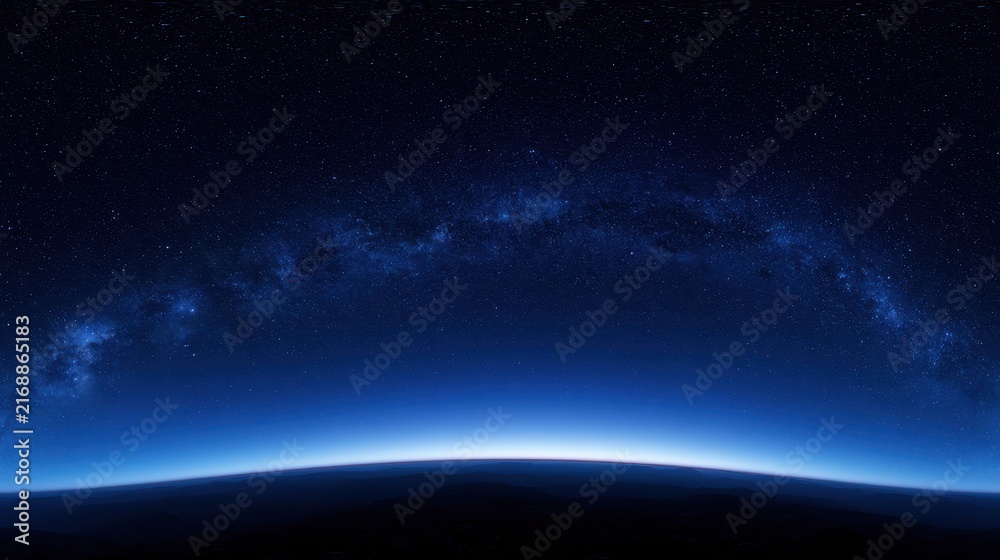 Fototapeta premium Nocturnal Sky Sphere: 360 Panorama of Stars and Milky Way for Sky Replacement and Visual Effects