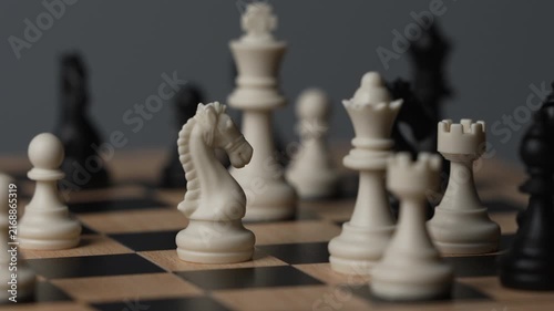 chess on a wooden board going around in circle