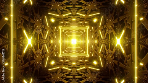 Shining Yellow Modern Light Beam Tunnel