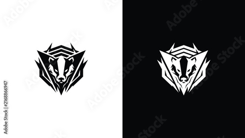 Angry badger mascot logo design vector template for gaming team and esports branding