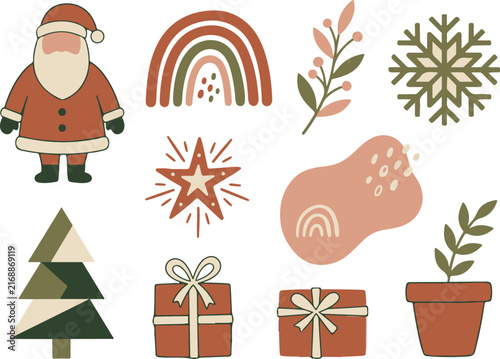 Winter holiday design elements set for christmas celebration decor