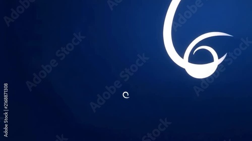 White luminous spirals drift across deep blue in a clean seamless abstract background.