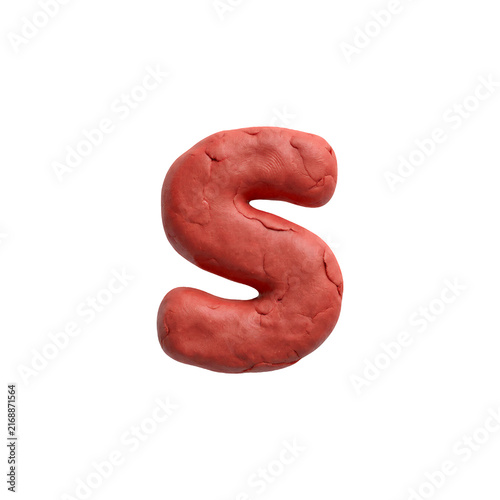 plasticine letter S - Lowercase 3d playdough font - Suitable for modelling, stop-Motion Animation or sculpting related subjects
