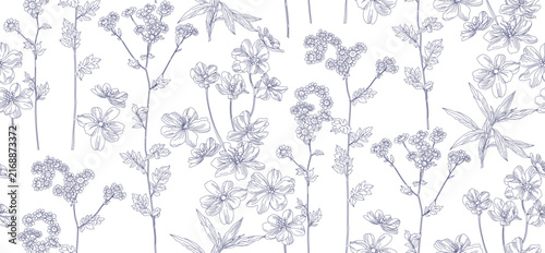 Flowers seamless pattern with exotic flowers on transparent background for wrapping paper, wallpaper print and textile	
