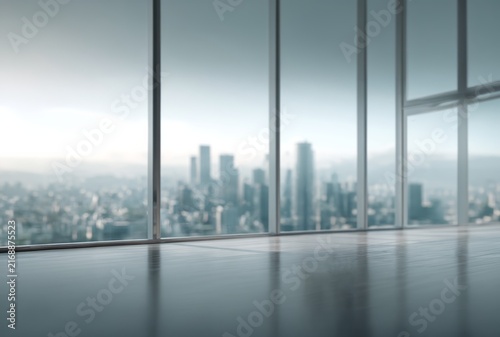 Modern office lounge with view on the city.