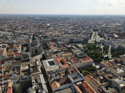 Editorial Use Only - Aerial view of Budapest, Hungary, including St. Stephen's Basilica and Elizabeth Square