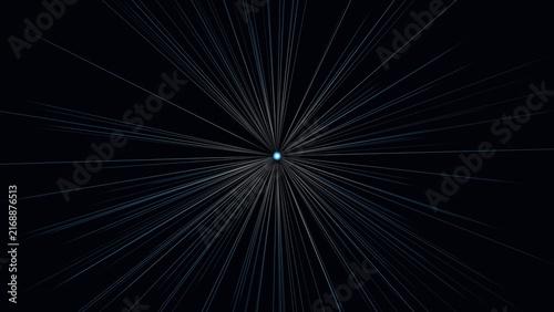 Bild auf Leinwand Blue light explosion from bright center on black background for futuristic science and tech