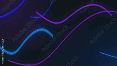 Blue and purple curved light lines on a dark gradient background