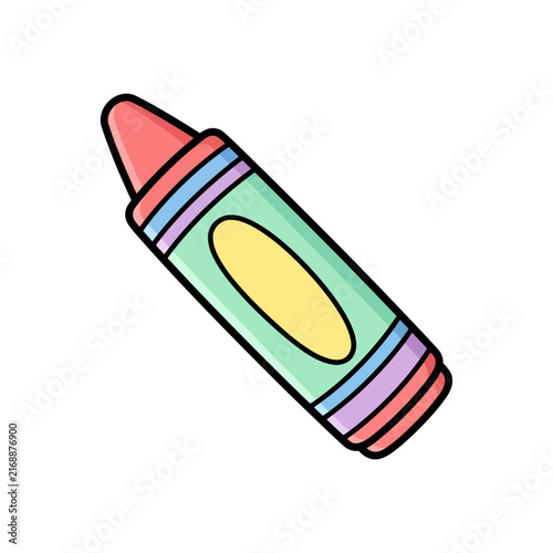 Colorful wax crayon icon for back to school education concept
