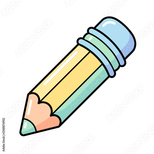 Cute Cartoon Yellow Pencil with Eraser for Back to School Concept