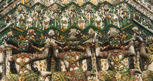 Принти на полотні Intricate Giant Yaksha Demon Guardian Sculptures Adorned with Colorful Porcelain