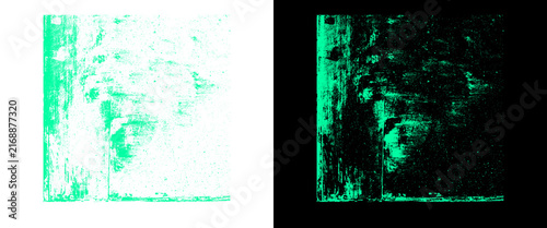 Abstract green grunge texture background, distressed halftone pattern on white and black, retro graphic design element