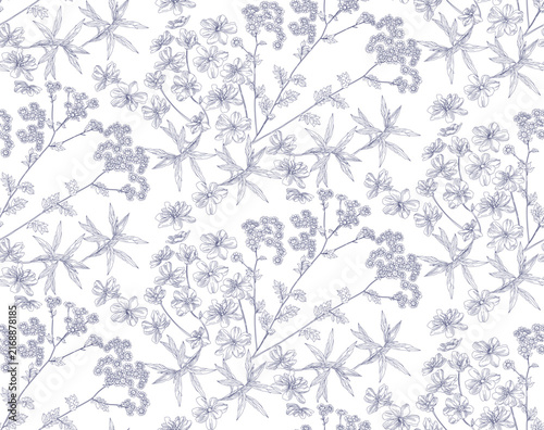 Flowers seamless pattern with exotic flowers on transparent background for wrapping paper, wallpaper print and textile