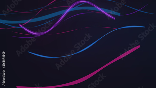 Colorful neon curved lines on a dark gradient abstract background