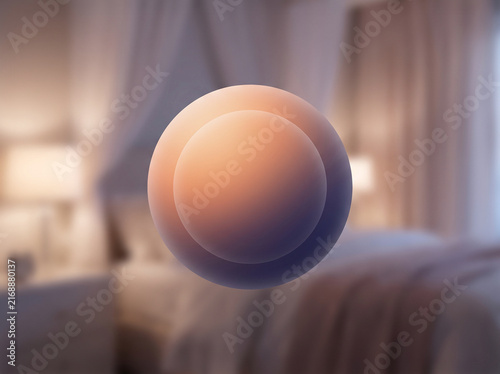Abstract glowing clock floating above a tranquil bedroom, circadian rhythm and deep sleep concept