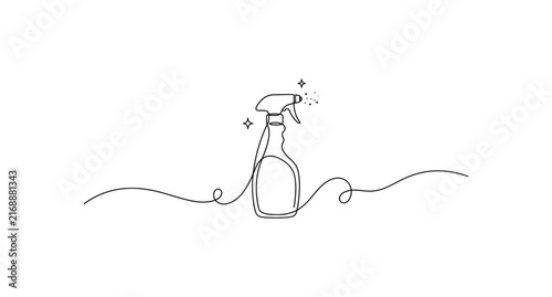 Continuous line drawing of a spray bottle for cleaning